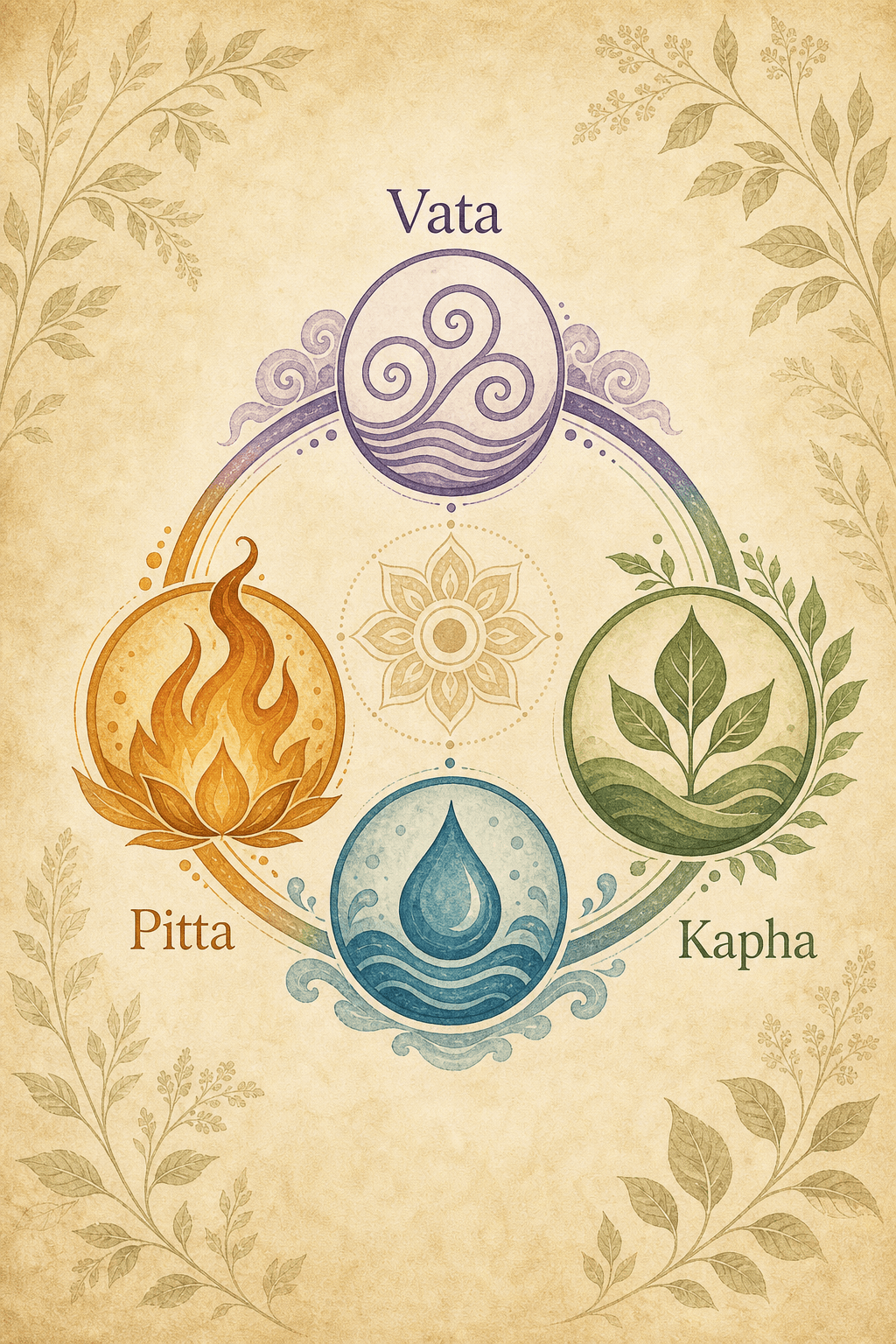 Ayurvedic Vata Pitta Kapha illustration